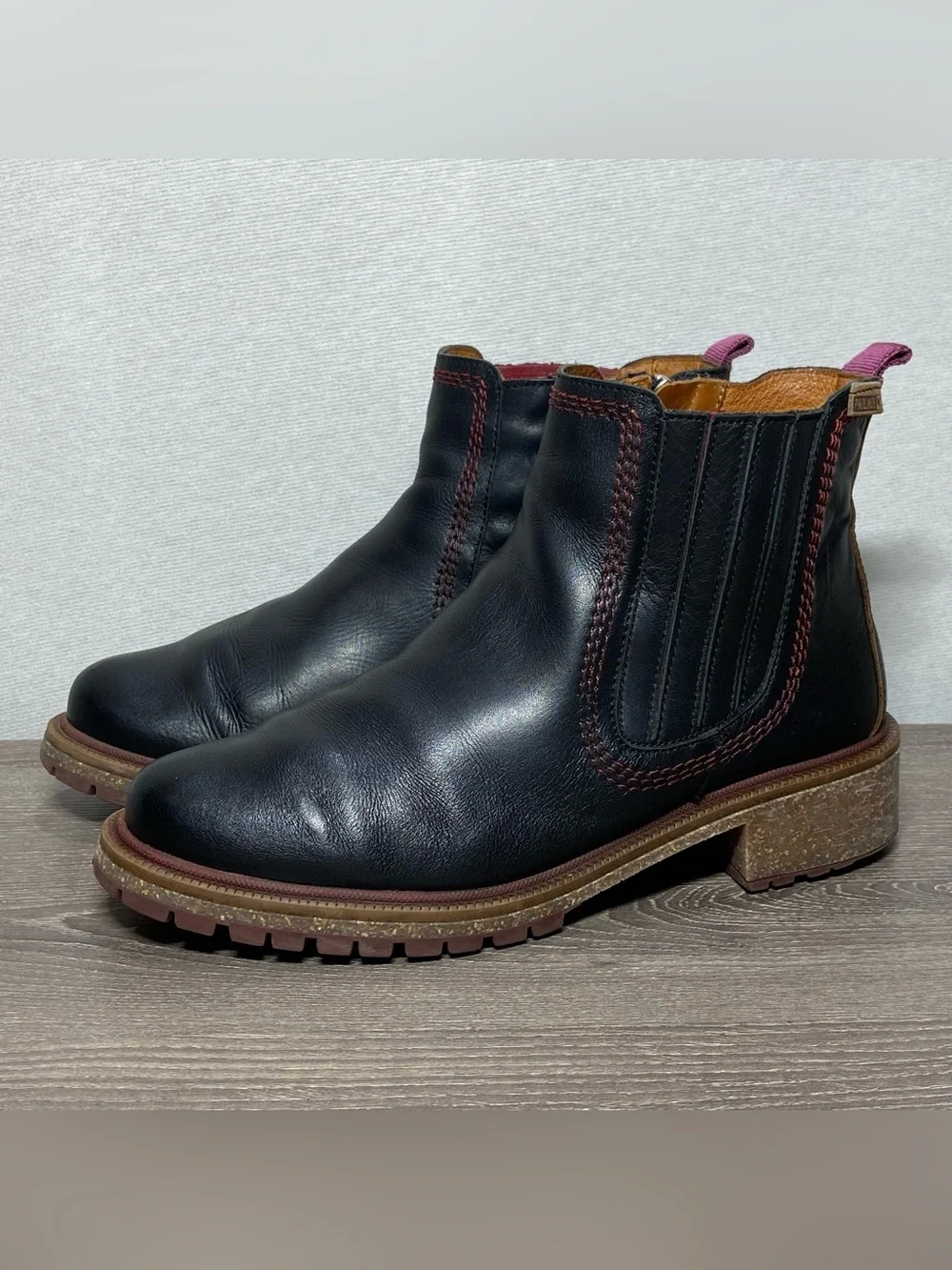 PIKOLINOS Aspe Black Leather Ankle Side Zip Boots Size 9 EUR 39 Made In Spain